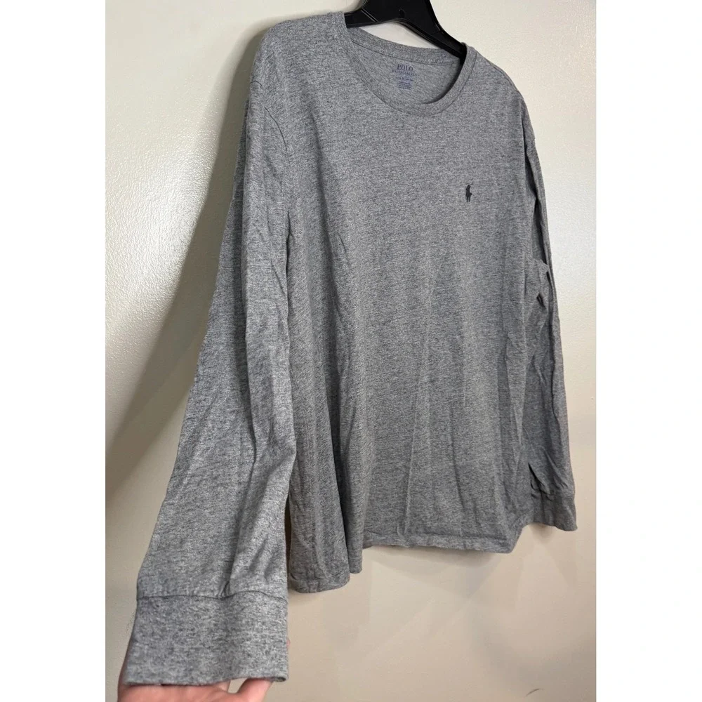 Polo Ralph Lauren Mens‎ XL Long Sleeve T-Shirt Heather Grey Pony Logo